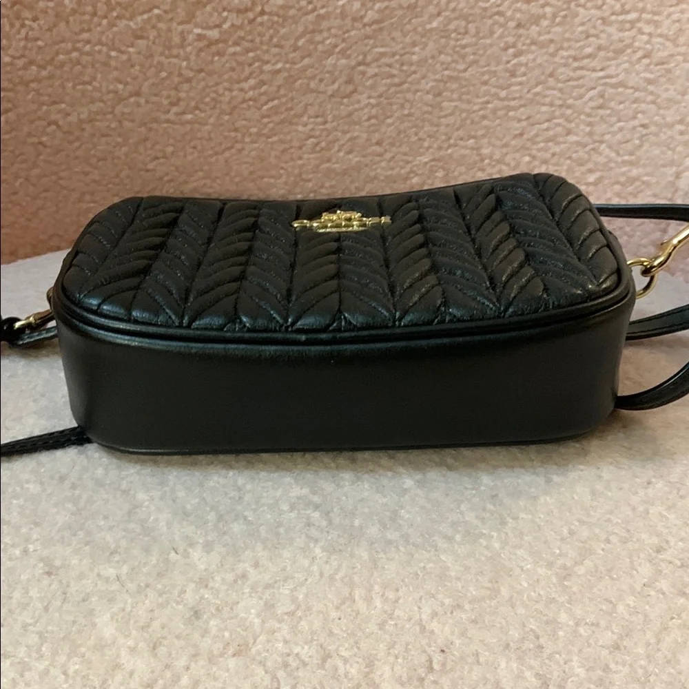 Coach Black Quilted Chevron Leather Crossbody with Gold Hardware - Picture 4 of 7